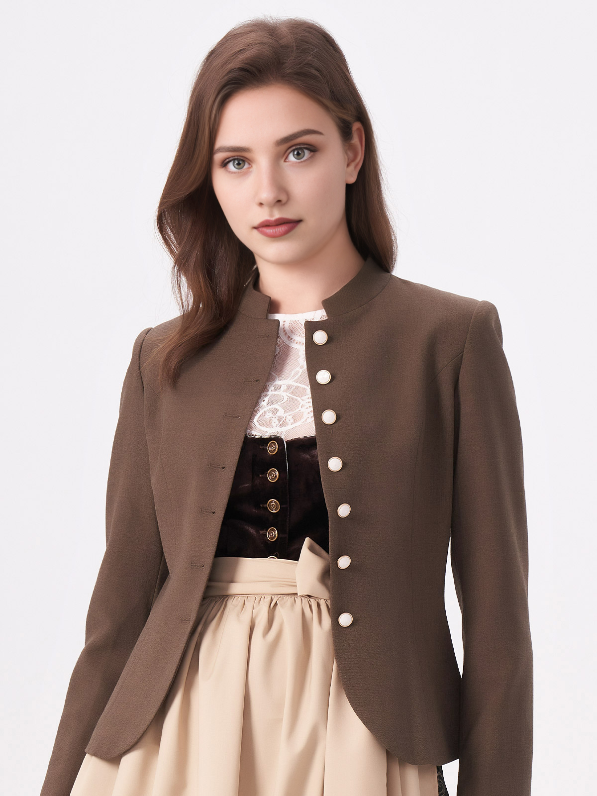 Modernes hellblaues Dirndl mit eleganter Schnürung