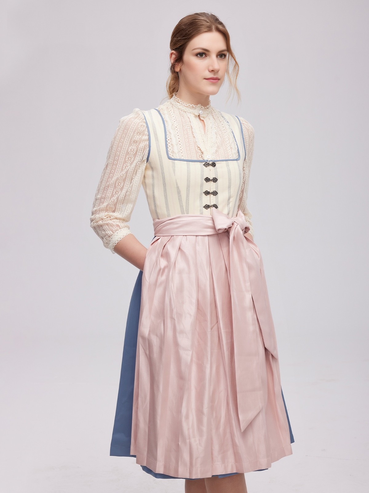 Dirndl mit Reißverschluss vorne in Beige