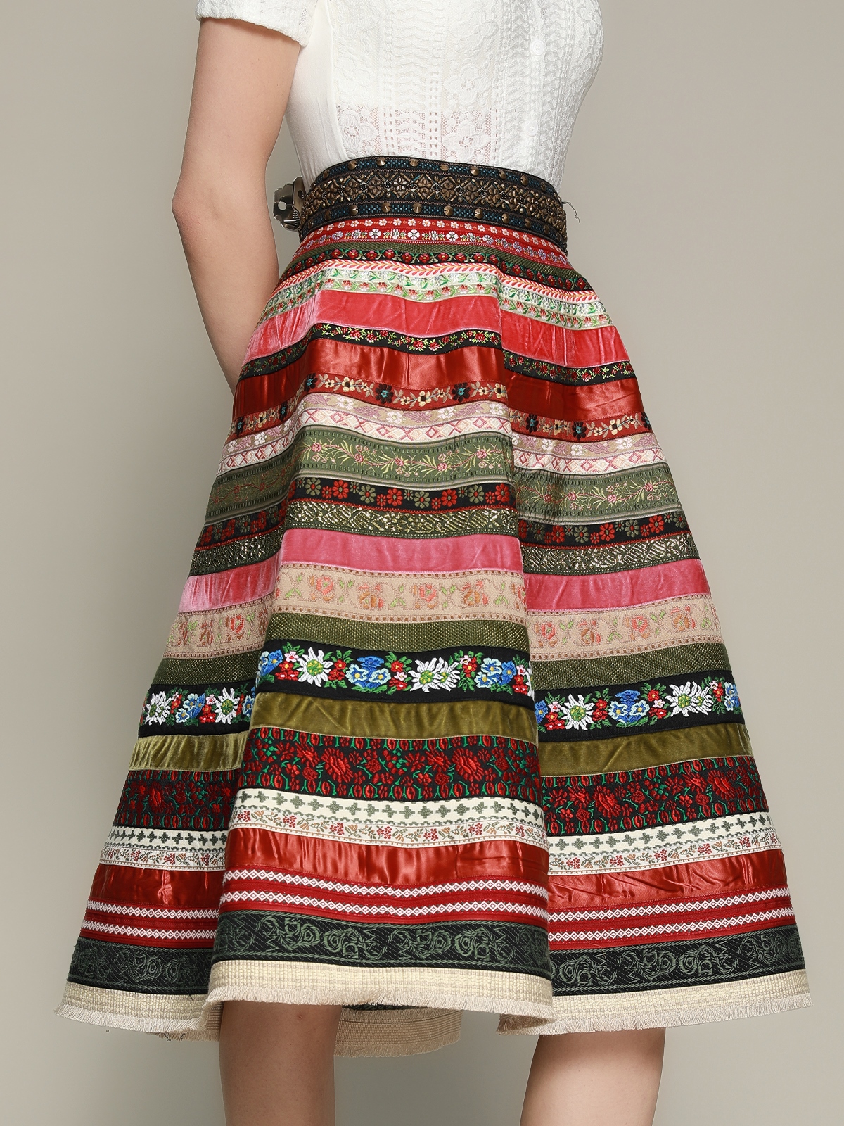 Dirndl Bluse lang in Rot